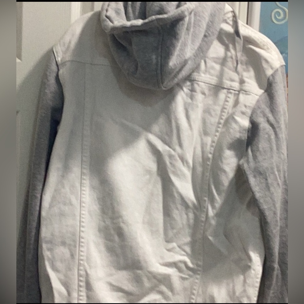 New  Wot MarcEcko Cut & Sew  Denim Hoodie White And Gray Jacket . - Picture 5 of 10